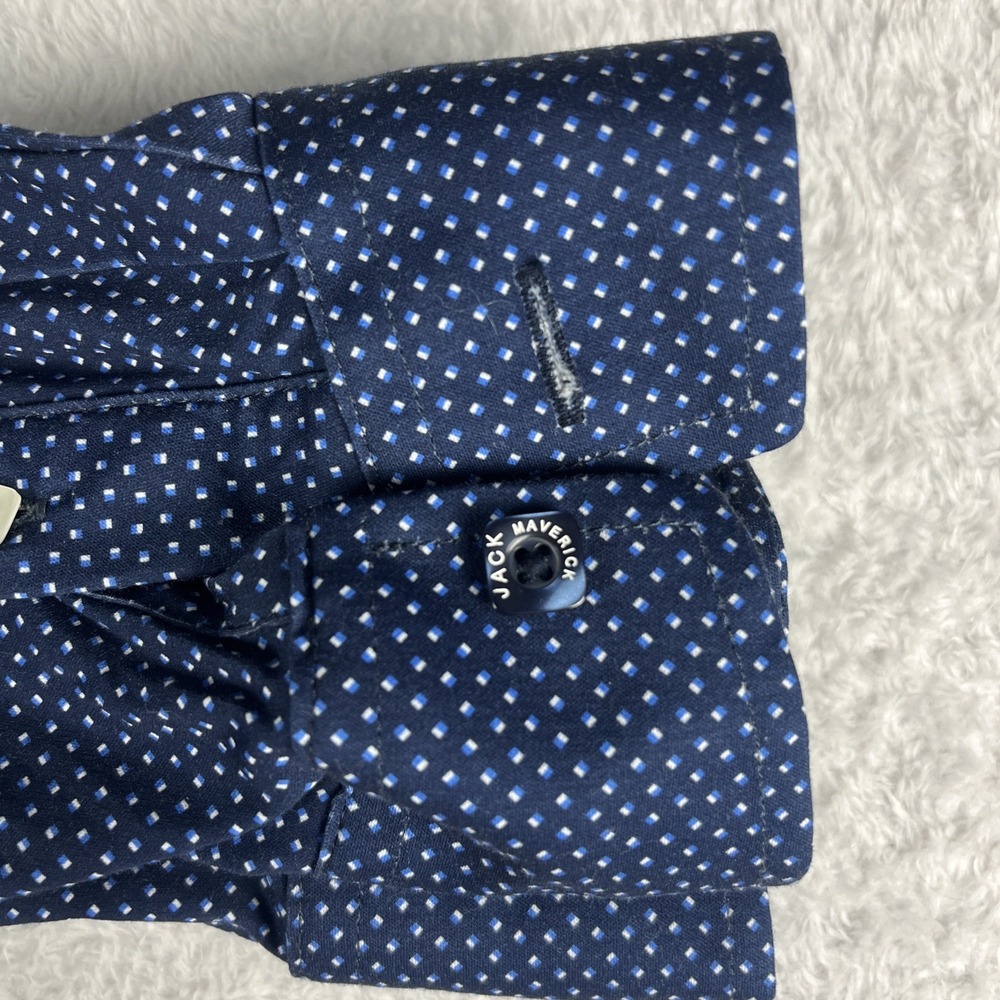 JACK MAVERICK Men's L Blue with White/Blue Patten Button Down Long Sleeve Casual - Picture 5 of 8